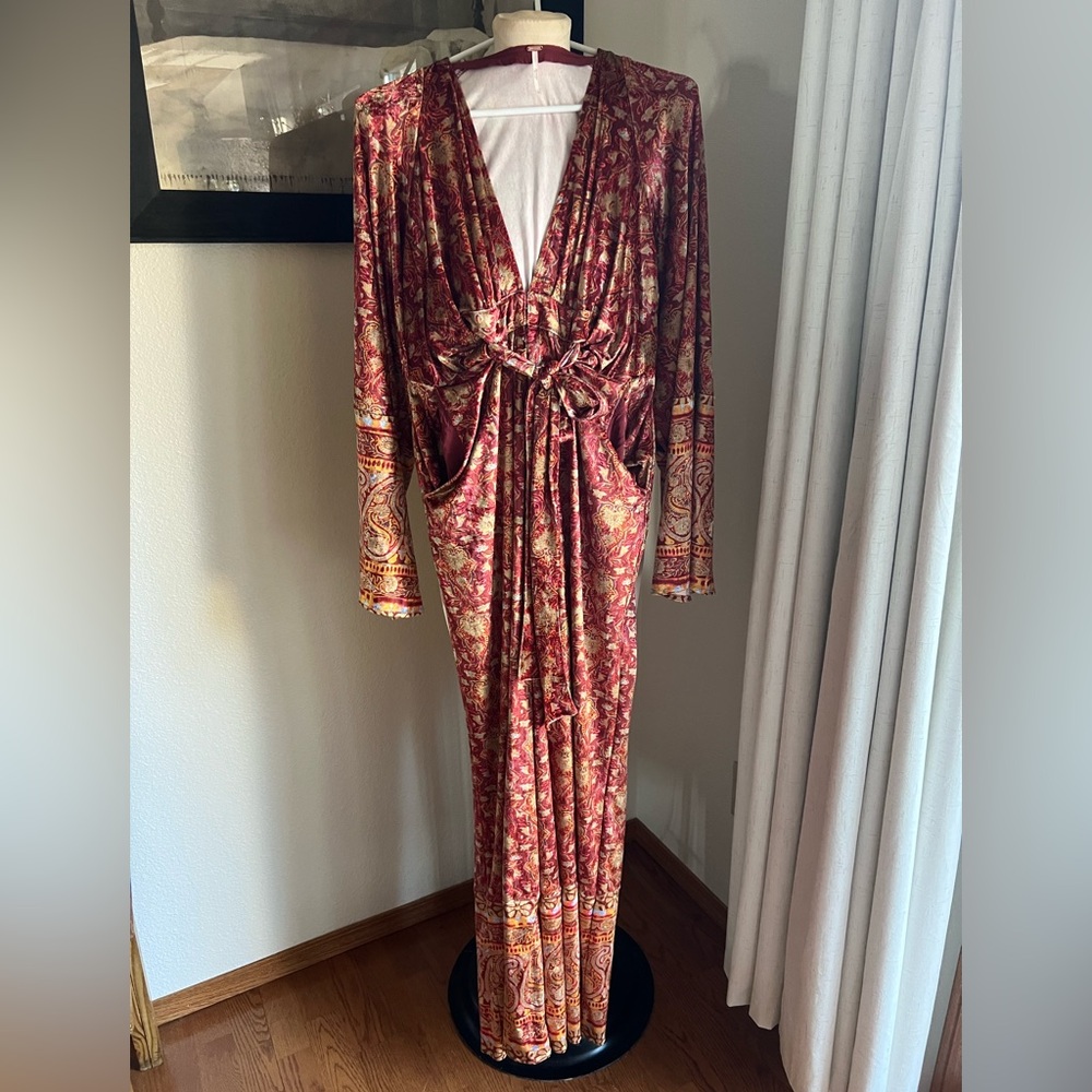 Free People  Revolve velvet one piece pant suit size xs sangria